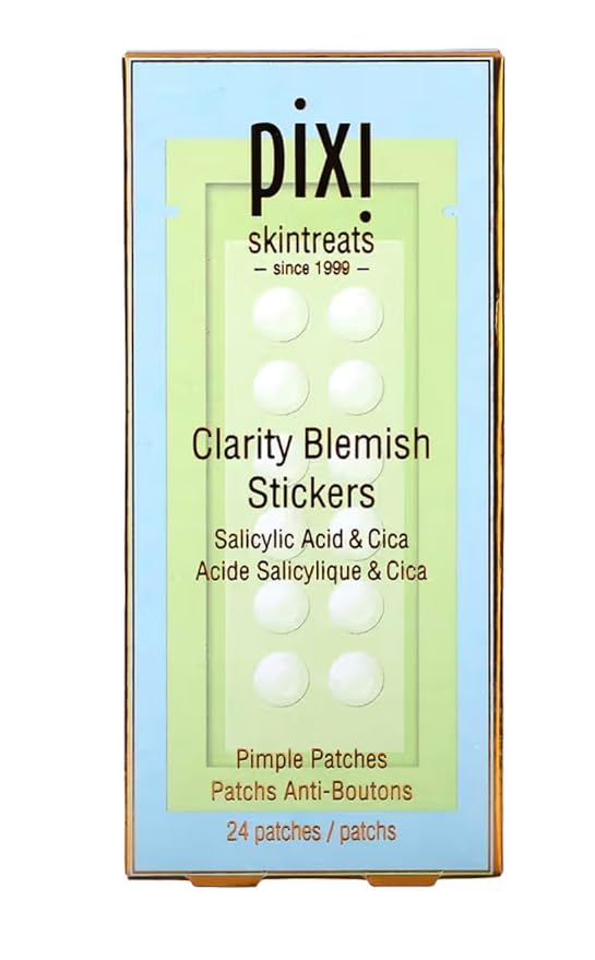 Pixi Clarity Blemish Stickers | Pimple Patches with Salicylic Acid, Green Tea & Cica for Clear & Balanced Skin | Translucent & Gentle | On-the-Go Spot Treatment | 24 patches