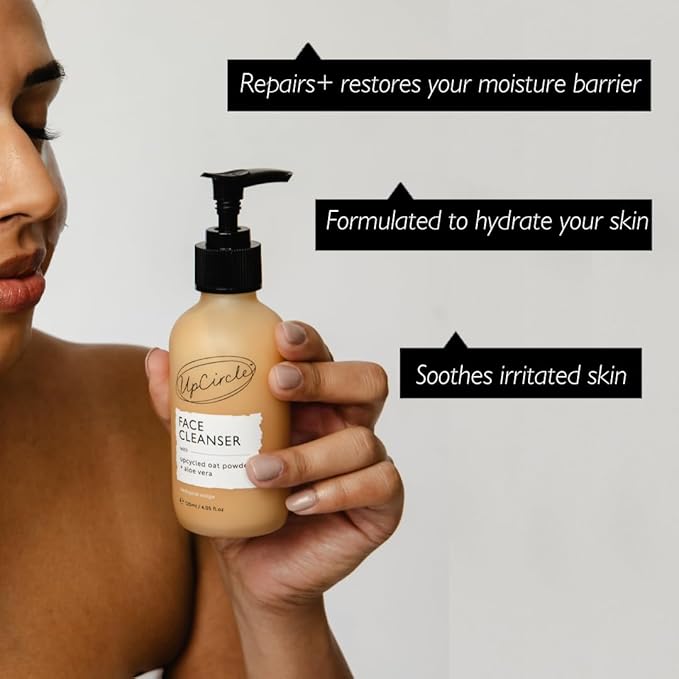 UPCIRCLE Cleansing Face Milk with Aloe Vera + Oat Powder 4.05oz - Cleansing, Repairing + Nourishing Skin - Vegan + Cruelty-Free