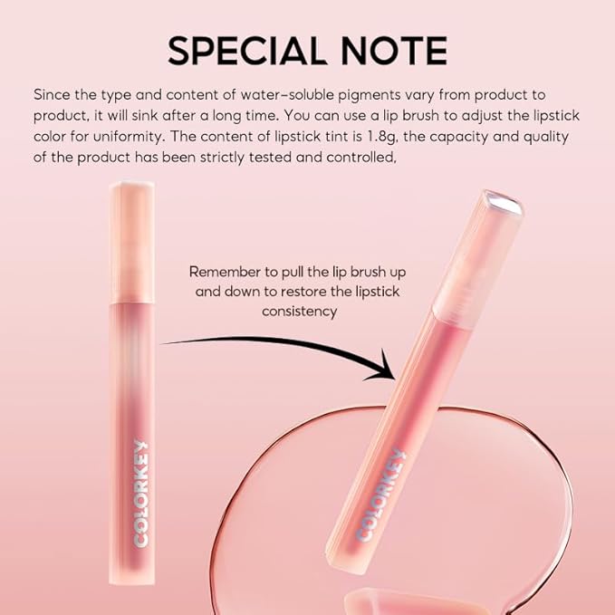 COLORKEY Soft Matte Water Tint | Matte Finishs | Long-Lasting | Moist Fit Without Stickiness | Moisturized | Waterproof(R301 Spring Cherry Tree)