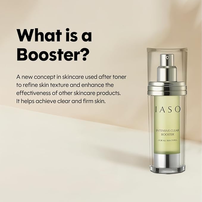IASO INTENSIVE CLEAR BOOSTER | Skin Retexturizer, Powerful AHA/BHA, Soothing Aloe, Smooth Skin Texture, Skin Stress Rrelief Solutions, All Skin Types, Korean Skin Care, 1.18 oz
