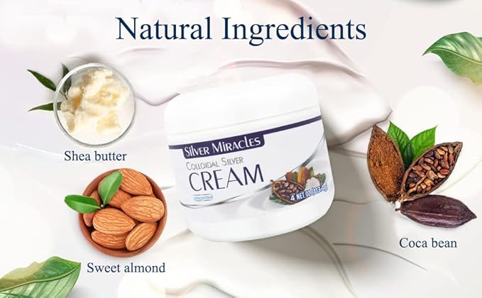 Silver Miracles Colloidal Silver Cream - 4oz - Colloidal Silver Skin Healing Cream - Scent And Dye Free - Moisturizes Dry Skin - Made With 99.999% Pure Silver