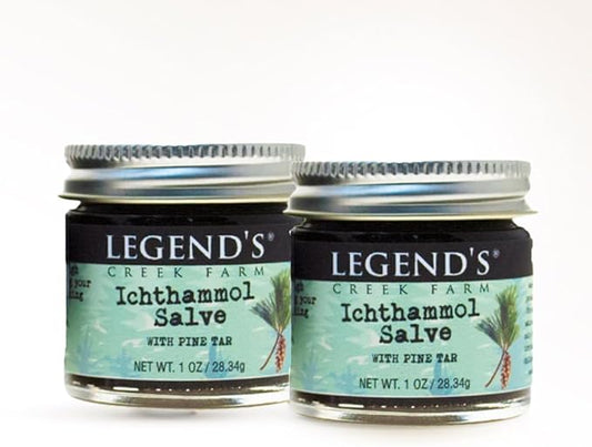 Legend's Creek Farm Herbal Salve - Healing Ointment with 20% Ichthammol Drawing Salve - Natural Balm for Stings, & Splinters - 1oz - Handmade in USA (Pack of 2)