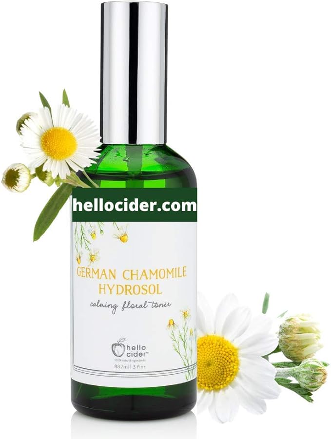 Chamomile HYDROSOL FACE Toner - Organic Floral Water to Hydrate, Calm & Sooth Sensitive Skin, Prevent Acnes, Restore pH All Skin Types & Children. USA Made - Hello Cider