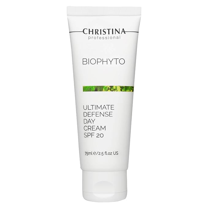Christina Bio Phyto Ultimate Defense Day Cream Moisturizer with SPF 20-75 ml - Broad Spectrum UVA/UVB Protection Facial Moisturizer with Hyaluronic Acid & Vitamin B12- For Normal & Combination Skin