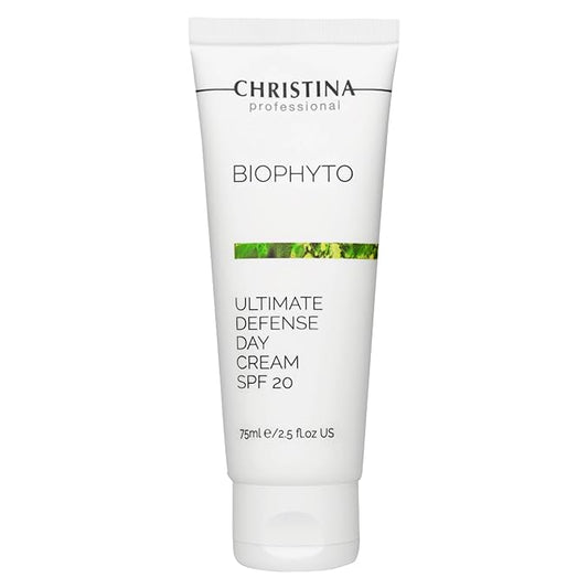 Christina Bio Phyto Ultimate Defense Day Cream Moisturizer with SPF 20-75 ml - Broad Spectrum UVA/UVB Protection Facial Moisturizer with Hyaluronic Acid & Vitamin B12- For Normal & Combination Skin