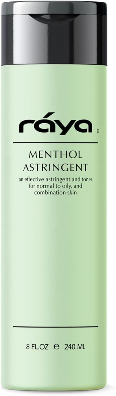 RAYA Menthol Astringent 6 oz (203) | Effective Facial Toner for Combination and Partially Oily Skin Prone to Break-Outs | Helps Refine, Tighten, and Protect pH Balance | Cools, Refreshes and Soothes