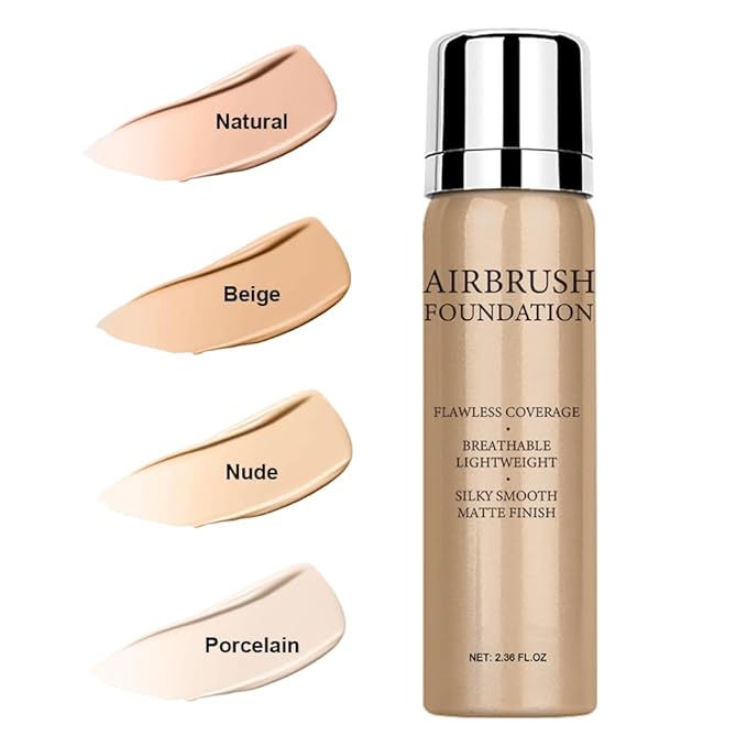 Airbrush Foundation Makeup Spray, Long Lasting Waterproof Full (#1 Natural) 2.36oz