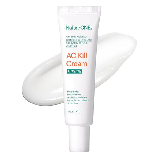 NATUREONE AC Kill Cream, BHA & Salicylic Acid Face Moisturizer, Niacinamide for Active Skin Repair, Tea Tree Oil for Soothing Sensitive Skin, acne spot treatment Korean Skincare, 30g, 1.05 oz.