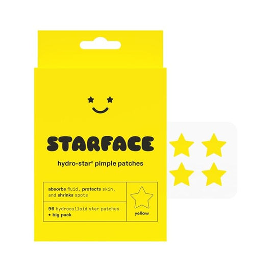 Starface Hydro-Stars BIG PACK, Hydrocolloid Pimple Patches, Absorb Fluid and Reduce Redness, Cute Star Shape, Cruelty-Free Skincare (96 Count)