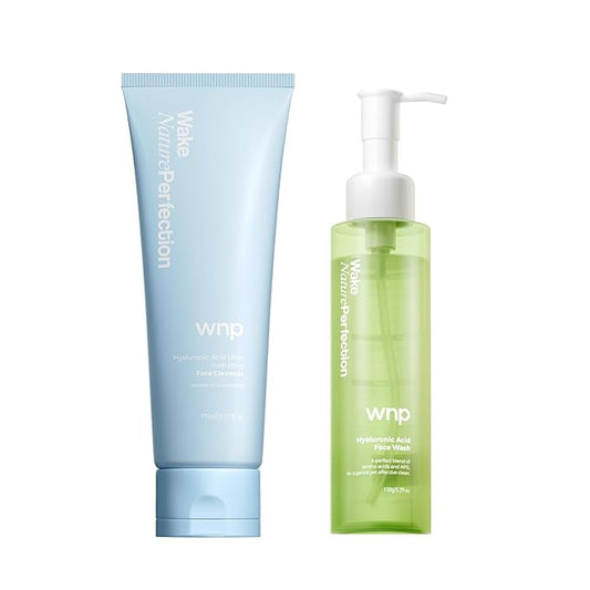WNP Double Cleanser Duo for Facial Cleansing: Amino Acid Deep Clean Gel & Hyaluronic Acid Hydrating Face Wash for Gentle, Non-Stripping, Moisture-Locking Daily Cleanse