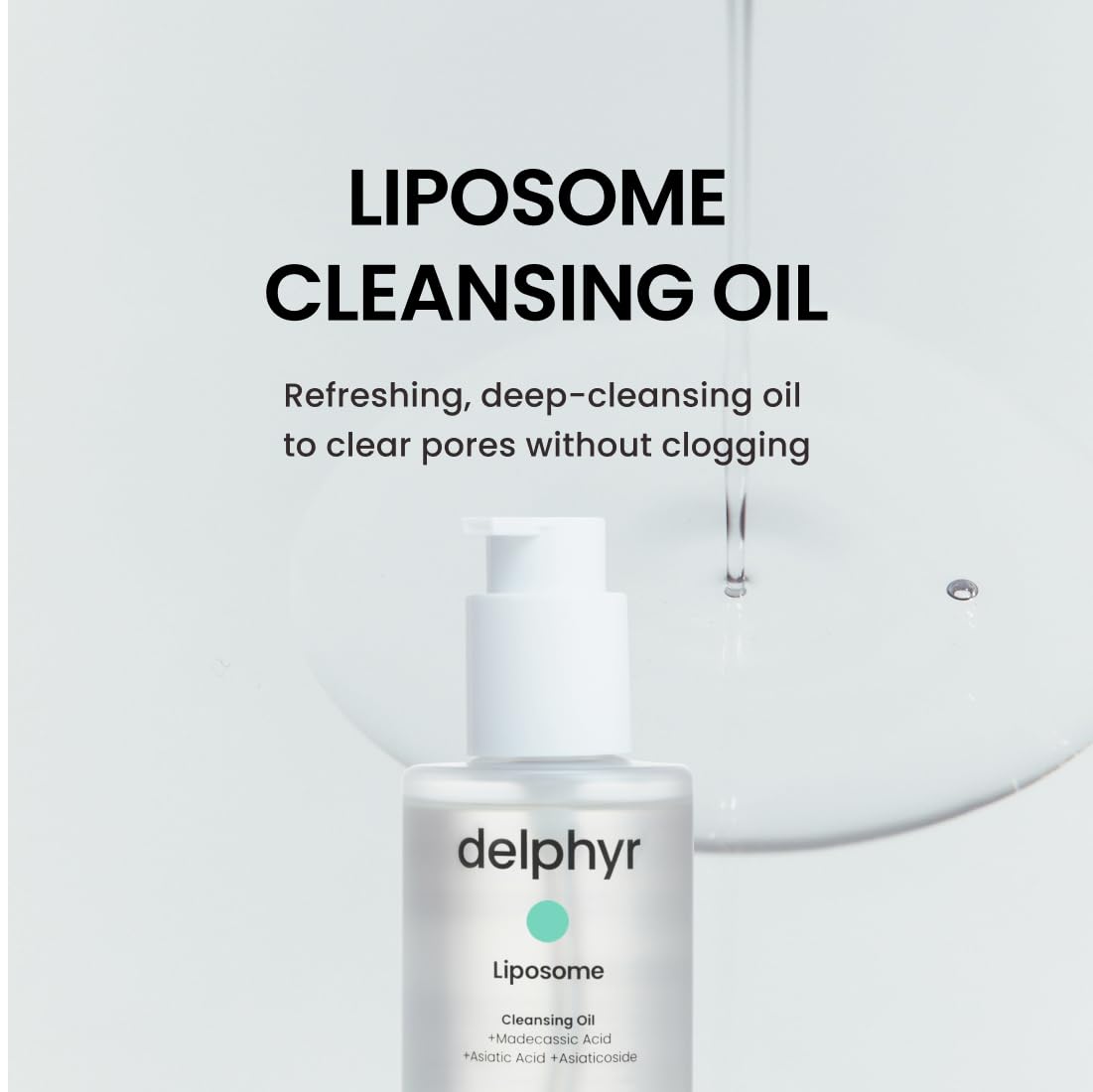 delphyr Liposome Daily Cleansing Oil, Gentle Makeup & Blackhead Remover for Sensitive Skin with Centella Asiatica TECA, Korean Skincare for Trouble Care (6.76 fl. oz., 200ml)