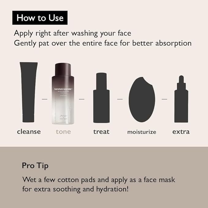 haruharu Wonder Black Rice Hyaluronic Toner for Sensitive Skin 10.1 fl.oz, Alcohol Free, Fragrance Free, Deep Hydration, Glass Skin, Korean Skincare, Vegan, Cruelty-Free