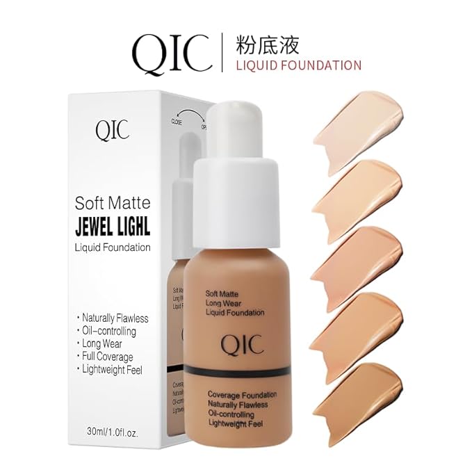QIC Waterproof Matte Concealer BB Liquid Foundation Cream Buff Beige 30ml