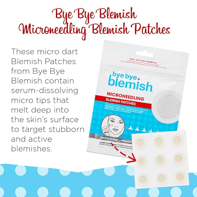 Bye Bye Blemish Acne Patches, 9 Clear Pimple Patches for Fast Acne Treatment, Blemish Spot Treatment for All Skin Types, 1-Pack