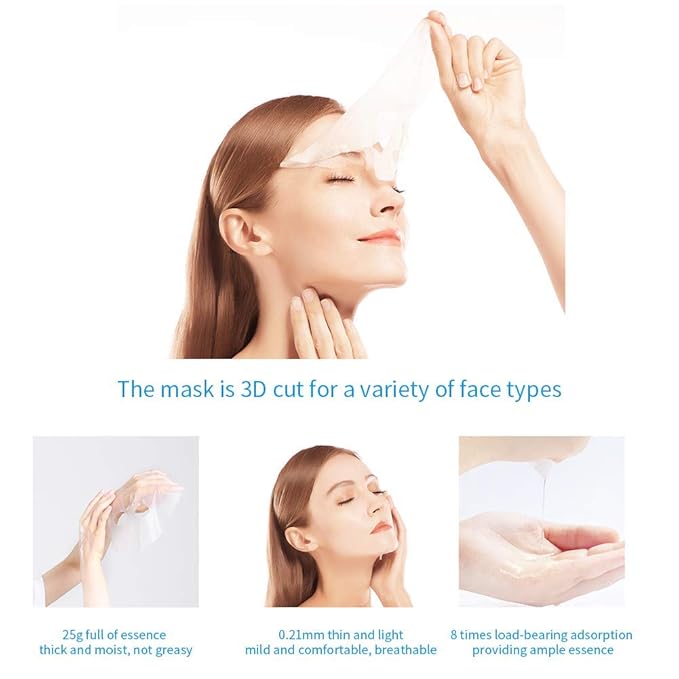 WIS Intensive Hydrating Smoothing Face Facial Sheet Mask 10 Packs, Deeply Moisturizing with Hyaluronic Acid-Witch Hazel for Oil Control & Shrink Pores-Firming & Anti Aging for Men&Women