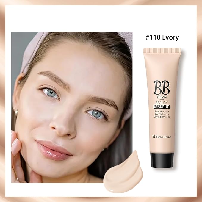 KWOLYKIM 2PCS Hydrating Makeup BB Cream, Tinted Moisturizer All Skin(Ivory)