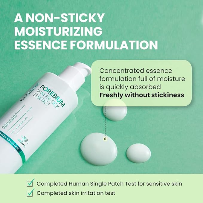 Real Barrier | Porebium Waterlock Essence | Dead Skin Cell Peeling | Face Moisturizer for Sensitive Skin | Pore Cleanser Essence | Hydrating Face Toner | Korean Facial Skincare | 3.71 fl oz (110ml)