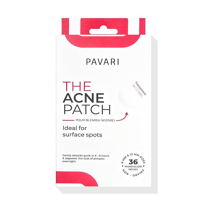 Pavari Acne Patches - Transparent Pimple Patch for Face |Treatment for Zits and Blemishes | Hydrocolloid Acne Patch | Breakout Spot Treatment | (36 Count)