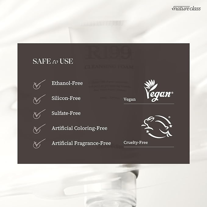 R199 Gentle Cleansing Foam with Rice Bran Extract–Deep Cleansing,Exfoliating, Hydrating & Low pH Formula for Radiant Skin, Makeup Removal, Korean Skincare 5.07 fl.oz.