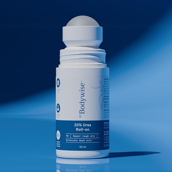 Be Bodywise 20% Urea Foot Cream Roll On 50ml | For Dry & Cracked Heels | With 2% Lactic Acid, Olive Oil & Vitamin E | Helps Repair and Moisturise Cracked Heels