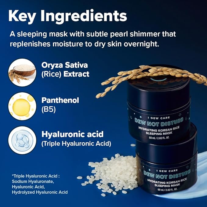 I DEW CARE Night Sleeping Mask - Dew Not Disturb | Hydrating Overnight Mask for Dewy, Radiant Skin, Korean Skincare for Intense Moisture & Fresh Glow, 2.02 FL Oz (60 ml)