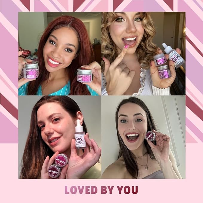 100% Natural Vegan Lip Butter Sleeping Lip Mask, Overnight Lip Moisturizer and Conditioner for Dry Lips. Intensive Lip Balm and Lip Therapy Skin Care with Mango butter (Bakuchiol - Collagen Boosting)