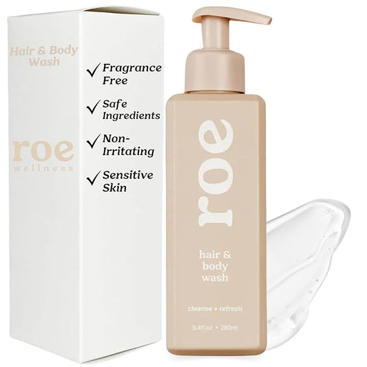 Roe Wellness- Toddler & Baby Body Wash & Shampoo Moisturizing Clean Ingredients | Suitable for Sensitive Skin, Fragrance-Free, Natural Vanilla Scent, Fresh Cleaning | 9.4 fl oz.