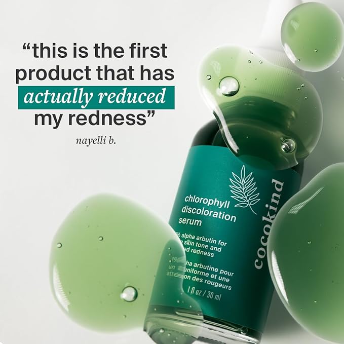 Cocokind Chlorophyll Discoloration Serum, Sensitive Skin Friendly Spot Fading Serum to Target Spots, Uneven Tone, and Redness, 1 fl oz