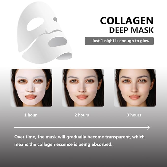 Low Molecular Weight Collagen Overnight Hydrogel Mask, Enhances Skin Elasticity, Reduces Pores, Transforms from White to Transparent Upon Absorption Skin Care Treatment,