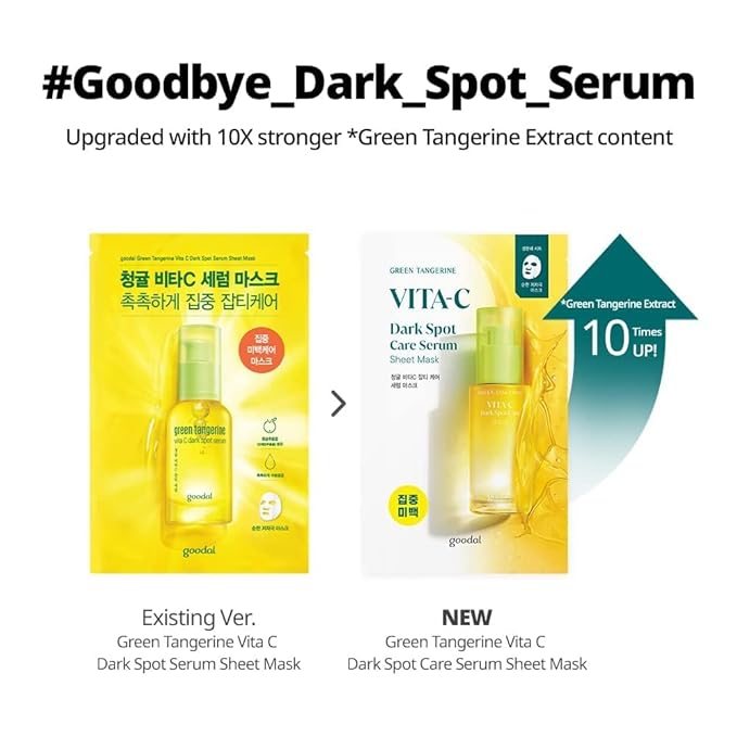 GOODAL Green Tangerine Vitamin C Glow Kit – Serum, Cream & Eye Patch Set | Korean Skincare for Dark Spots & Radiance | Get Sheet Mask 5-Pack for $4 with Bundle Purchase