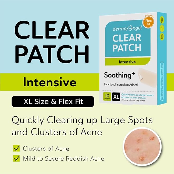 Large Pimple Patches for Face - Hydrocolloid Nose, Chin, and Forehead Acne Patches for Full Face Coverage - Big Acne Patches for Large Blemish - Day & Night Use (Intensive-XL/10 Dots)