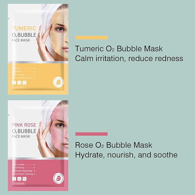 Facial Masks Skincare for Women,Bubble Moisturize Face Mask Sheet for Girl,Hydrating Face Mask for All Skin Types,Dry Skin & Sensitive Skin(8-Packs)