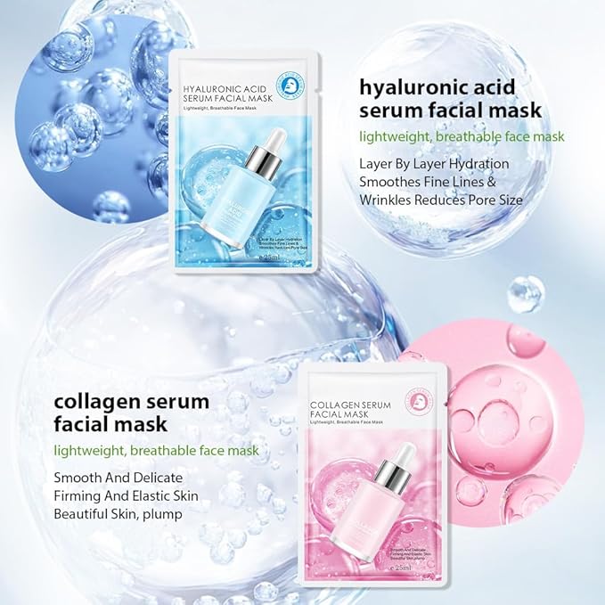 Face Sheet Mask Skincare,Hydrating Spa Face Mask For Sensitive Skin,Moisturize,Nourish for All Skin Types,Natural Skin Care Spa Face Mask for Women Men Girls,Pack of 6