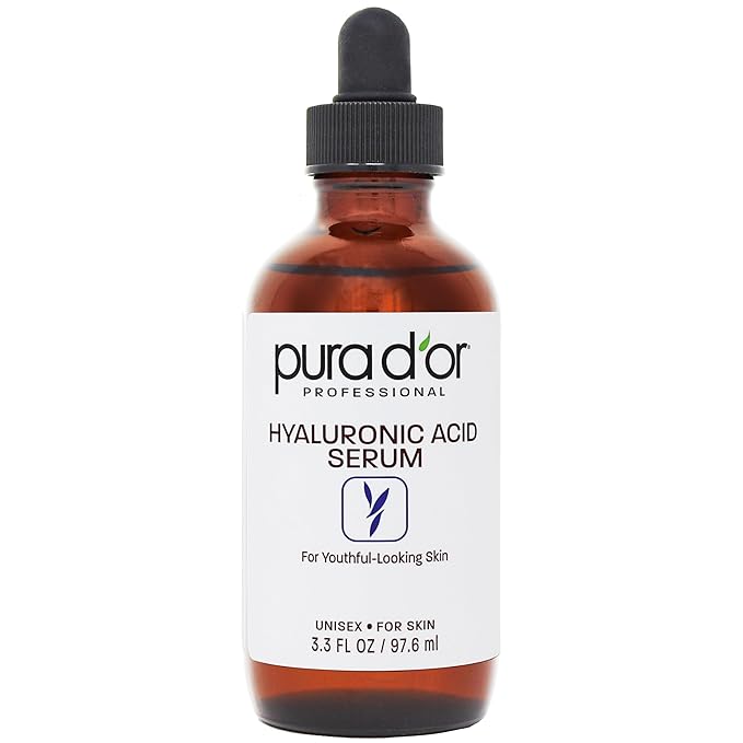 PURA D'OR 3.3 Oz Hyaluronic Acid Serum For Deep Hydration - Anti-Aging, Plumping & Moisturizing Formula For Smooth, Supple Skin - Natural Skincare Boost - Fine Lines & Wrinkle Reducer - Travel Size