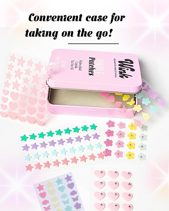 Hydrocolloid Natural Pimple Patches, 120-Count (Exclusive Gem/Bling Acne Stickers) Gentle Tea Tree & Centella For Face Skincare - Star, Heart, Flower And Cloud Shapes, Teen Tween Girl Facial Treatment