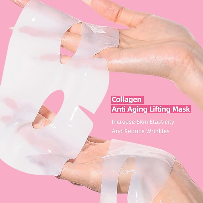 Collagen Face Mask: Deep Collagen Overnight Mask, Anti Aging Lifting Mask, Hydrating Face Mask for All Skin Types, Pore Minimizing, Elasticity Skin, 5 Pack