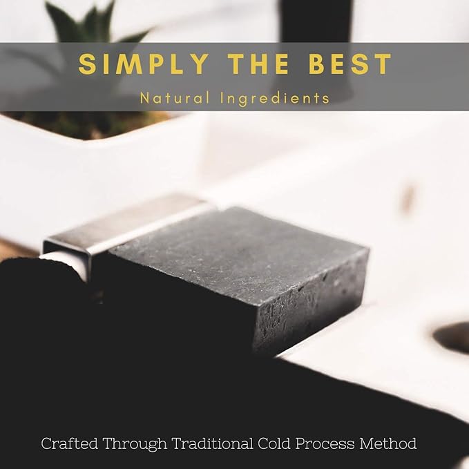 The Yellow Bird Natural Charcoal Soap Bar for Face, Body, Acne, and Sensitive Skin. Handmade with Organic Ingredients & Essential Oils