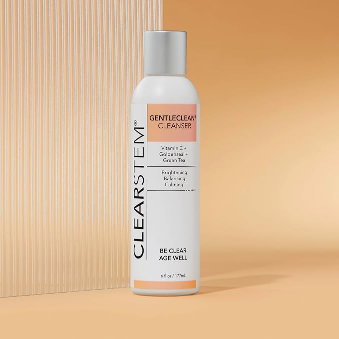 CLEARSTEM - GENTLECLEAN Vitamin C Infused Calming Wash - Facial Cleanser, Makeup Remover - Goldenseal + Green Tea - Facial Skin Care Products - Gluten Free, Cruelty Free - 6 fl oz / 207ml