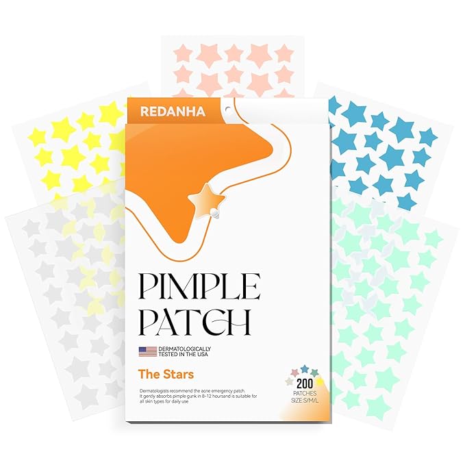 200 Counts Star Pimple Patches for Face, Hydrocolloid Acne Pimple Patches with Tea Tree Oil for Party Gift Covering Zits Blemishes