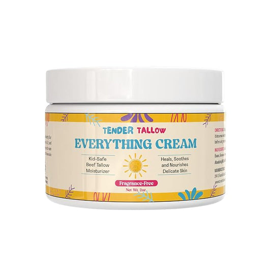100% Grass Fed Beef Tallow Cream for Babies and Kids - All-Natural, Moisturizing Healing Lotion - Hypoallergenic, 2oz (2 oz., Fragrance-Free)