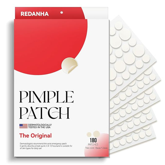 180 Counts Original Pimple Patches for Face, Hydrocolloid Acne Pimple Patch with Tea Tree Oil for Party Gift Covering Zits Blemishes