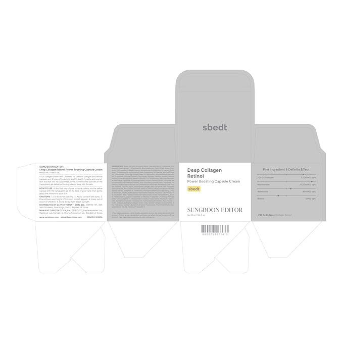 SUNGBOON EDITOR Deep Collagen Retinol Power Boosting Capsule Cream | Microneedling, White Spicules, Skin Firming, Hydration for Dry Skin, Wrinkles, Face Moisturizer, Retinol Cream for Face, 1.69 fl.oz