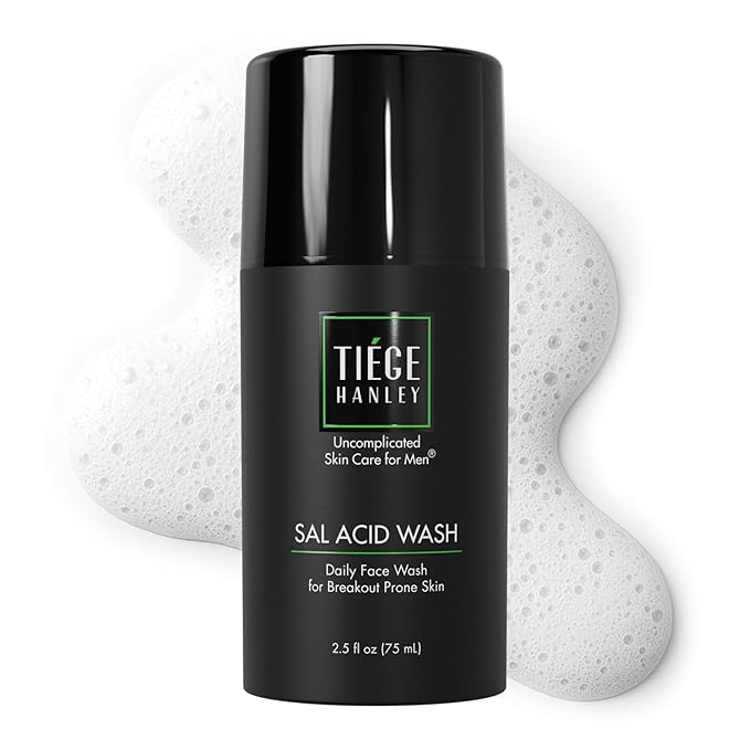Tiege Hanley Salicylic Acid Cleanser for Men - Gentle & Deep Cleansing Face Wash for Clear Skin - Prevent Breakouts & Helps Control Oil Production, Minimizing Blackheads & Reduce Pore Size