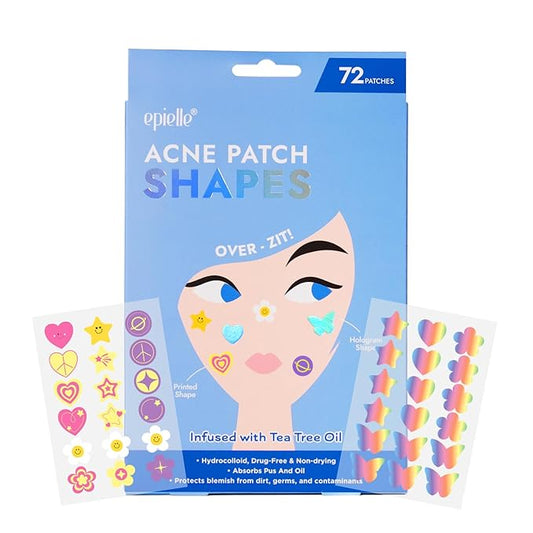 Epielle Acne Patch Shapes Edition, Hydrocolloid Dressing, Fun for Parties, Sleepovers, Girls' Nights, Teenager Gift (Daily Patch, 72ct)
