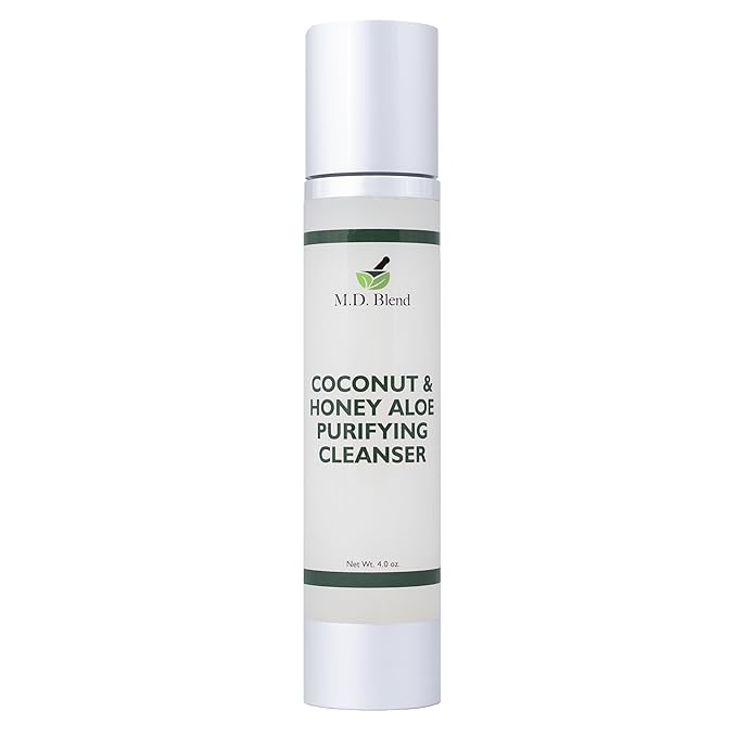 Coconut & Honey Aloe Purifying Cleanser | Organic Face Wash for Women & Men | Gentle Vegan Foaming Facial Cleanser for All Skin Types | Non-Toxic, Clean Ingredients | 120ml Airless Pump