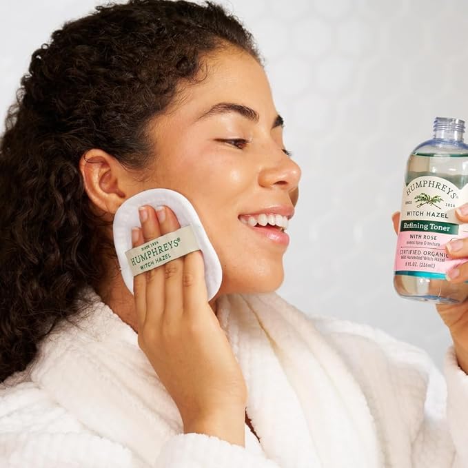 Humphreys Witch Hazel Refining Toner | Wild Harvested Witch Hazel & Rose | USDA Organic | Natural | Soothing & Clarifying | 8 Fl Oz