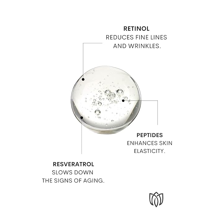Anti-Aging Retinol Serum 30ml – With Peptide, Resveratrol & Vitamin A – Reduces Fine Lines & Wrinkles, Improves Skin Elasticity & Even Tone – For Dry, Oily & Normal Skin