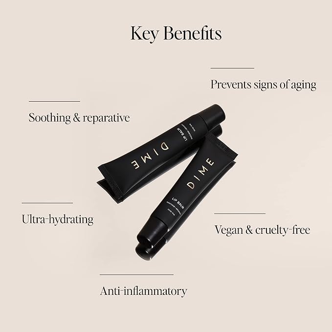 DIME Beauty Lip Balm, Hydrating Lip Balm and Gloss, Vegan & Cruelty-Free, Anti-Aging Lip Care, .5 oz / 15 ml
