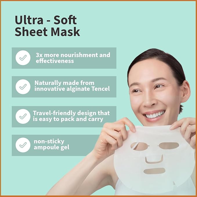 YoungMe Soothing Glam Facial Sheet Mask - 1 Sheets Face Masks | Korean Face Mask Skincare - Deep Real Masks for Sensitive Skin or All Skin Types
