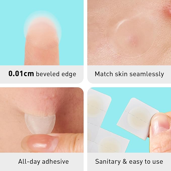 TKTK Pimple Patches, 12 mm Invisible Acne Patches for Face with Salicylic Acid, 0.01cm Extra Thin Outer Edge, Hydrocolloid Zit Patch for Pustule, Whitehead, Cystic Acne Spot, 48 Count